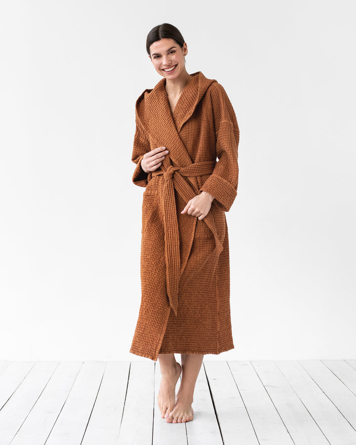Women's Waffle Robe In Cinnamon